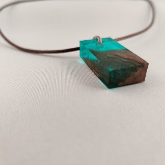 River bottom necklace - small rectangle blue